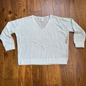 NWT Nic+Zoe $128 sweater pale blue open loose knit v neck boxy large